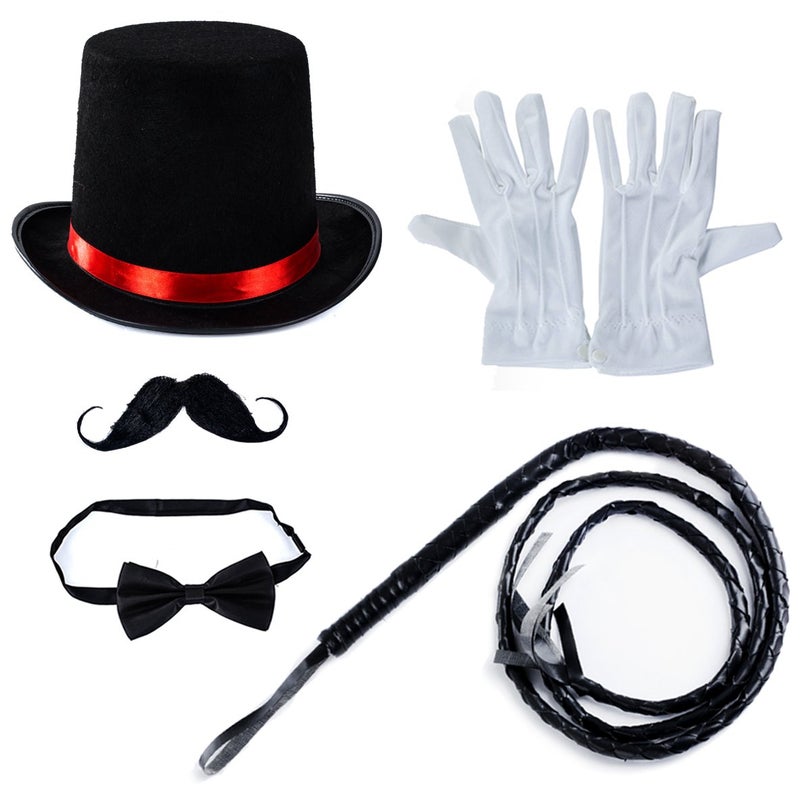 Tigerdoe Ringmaster Costume Accessories - Ringmaster Hat - 5 Accessories - Circus Party Supplies Black - Image 1
